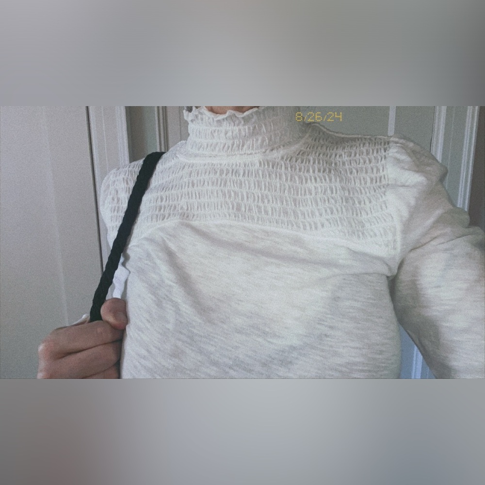 FREE PEOPLE mock neck long sleeve blouse LARGE